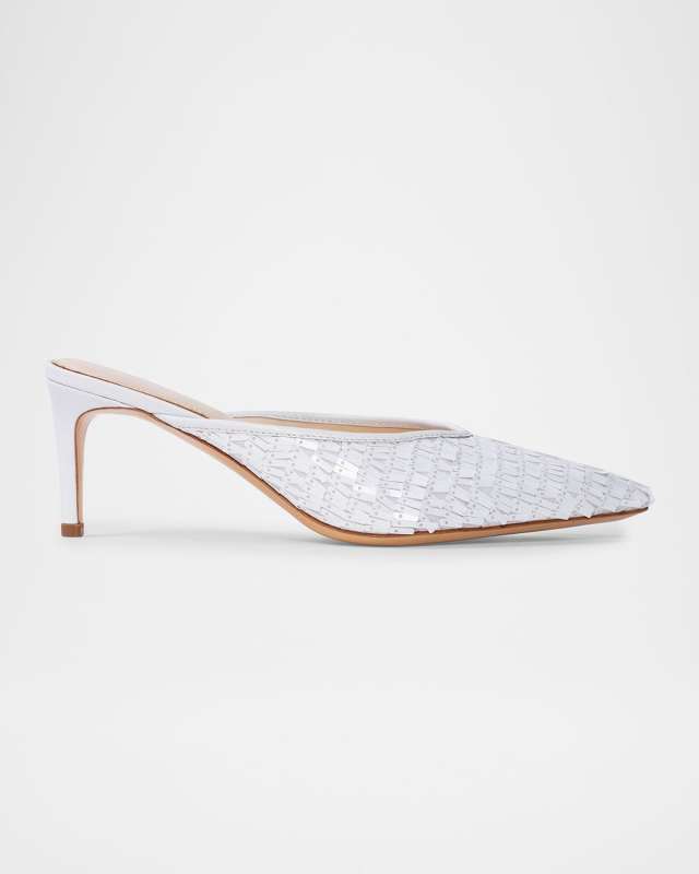 Sequin Kitten Mule Pumps